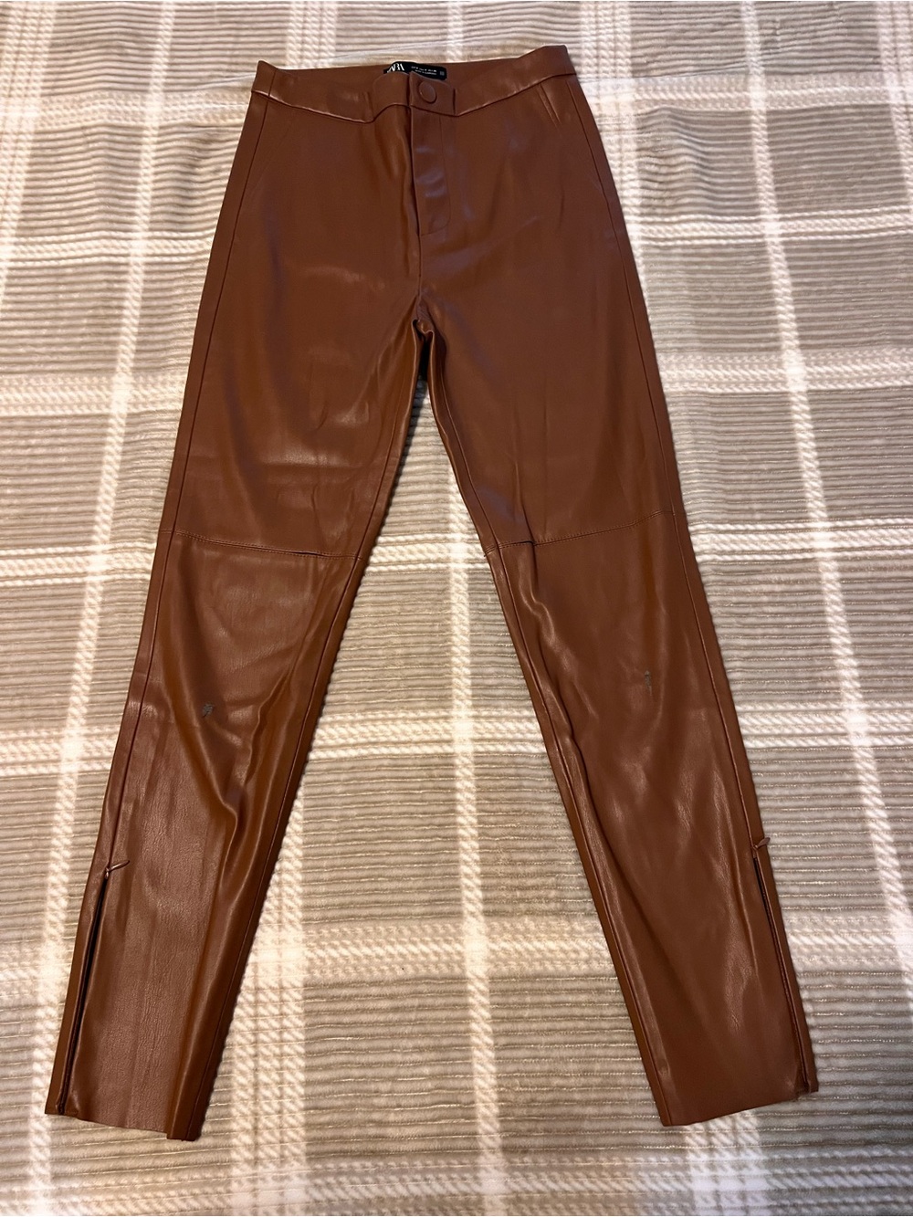 Zara Brown Faux Leathery Slim Leg Pants